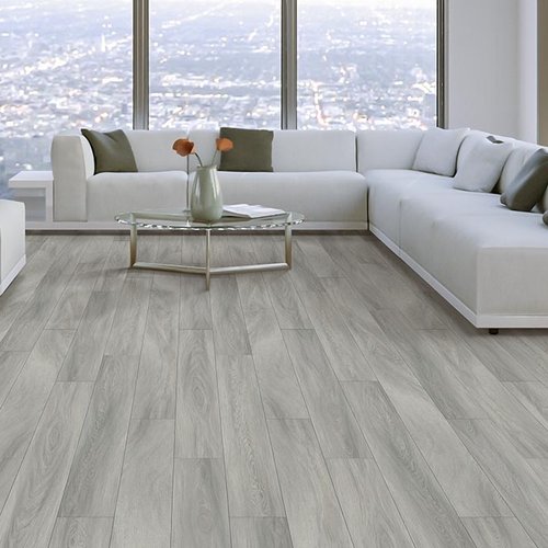 Living Room Gray Greige Luxury Vinyl Plank LVP -  Aumsbaugh Flooring CarpetsPlus Colortile in  Columbia City, IN